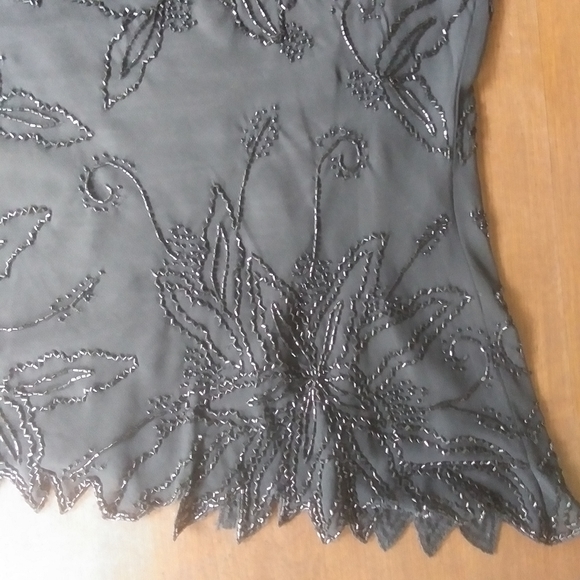 Vintage JKARA New York Beaded Asymmetrical Tank, Black - Picture 6 of 14